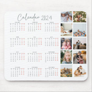 Calendar photo collage script trendy minimalist mouse mat