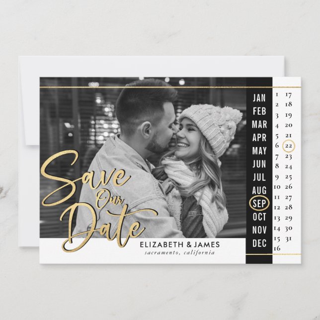 Calendar Photo Wedding Save The Date (Front)