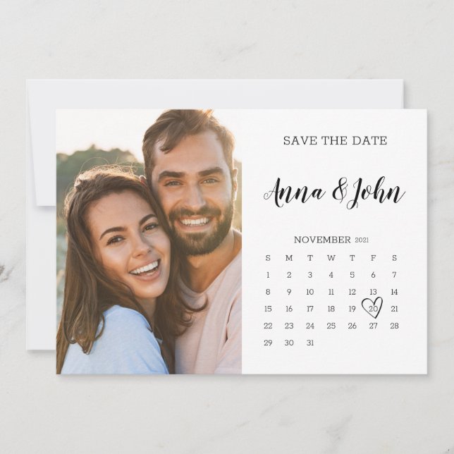 Calendar Postcard with Photo Save the Date (Front)