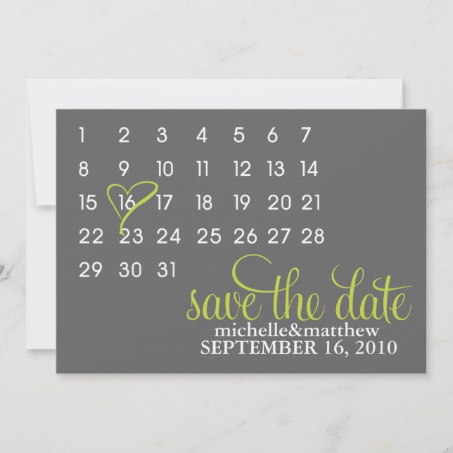 Calendar Save the Date Wedding Announcements (Front)
