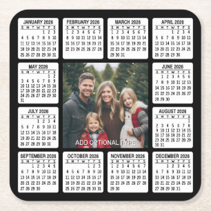 Calendar Square with Photo in the Centre Paper Coaster