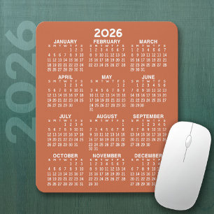 Calendar - terra cotta background - Vertical Mouse Mat