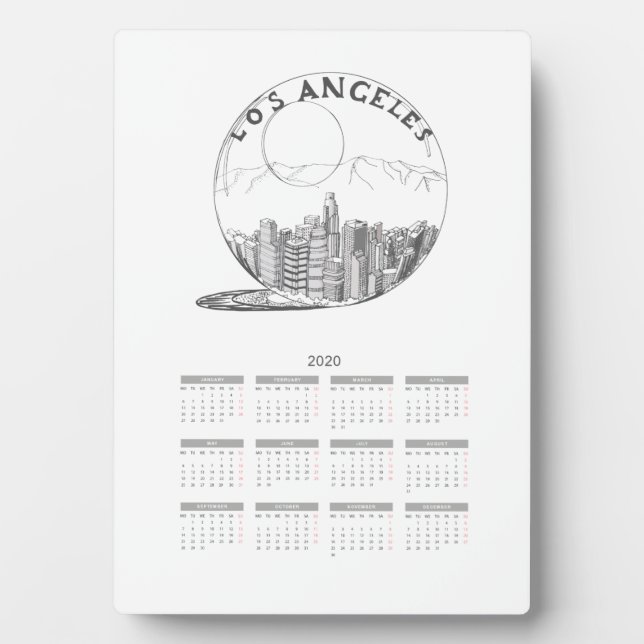 Calendar Travel City Full Year 2020 Plaque (Front)