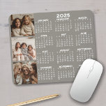 Calendar with 3 Photo Collage - taupe Mouse Mat<br><div class="desc">A 3 photo collage with a calendar. A fun item for the New Year. Add 3 square photos to this design.</div>