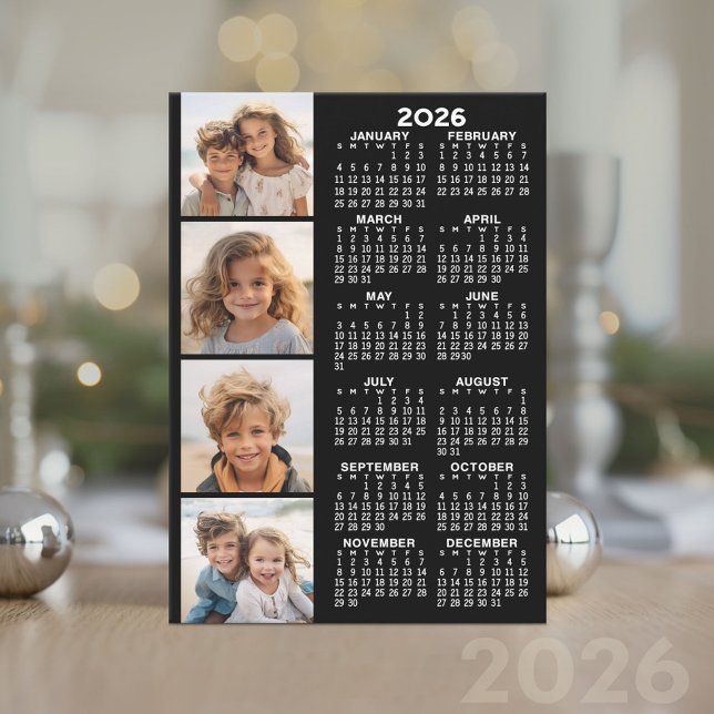 Calendar with 4 Photo Collage on Card (2026 Calendar Card)