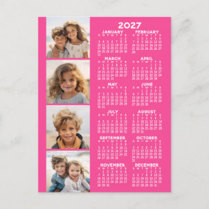 Calendar with 4 Photo Collage Postcard