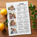 Calendar with 4 Photo Collage Tea Towel<br><div class="desc">A 4 photo collage with a 2025 calendar. A fun item for the New Year. Add 4 square photos to this design. With a little bit of work,  you can change the background colour and the calendar colour when you click on the customise option and choose different colours.</div>