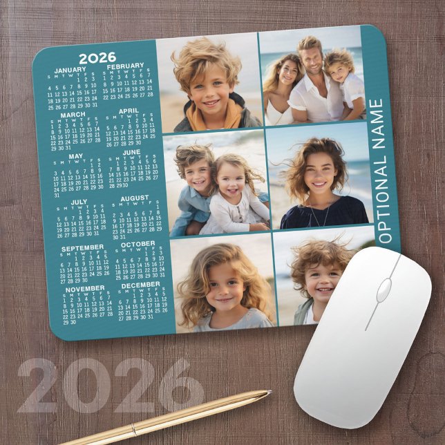 Calendar with 6 Photo Collage Mouse Mat (2026 Calendar)