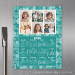 Calendar with 6 Photo - teal mcm pattern Magnetic Dry Erase Sheet<br><div class="desc">Add 6 photos that have been cropped into squares. A very useful and fun item for school or home office. A standard calendar for your home office or school locker. This shows a full year view of all dates.</div>