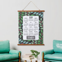 Calendar with Logo - Botanical Blue Green