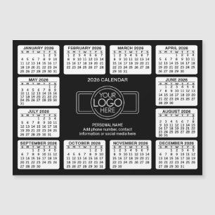 Calendar with logo Contact Info Black - Magnet