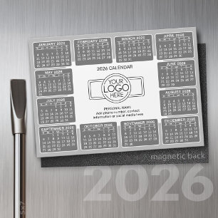 Calendar with logo Contact Information Grey Magnet