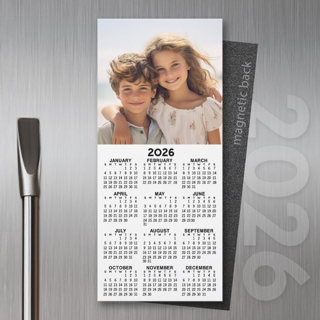 Calendar with Photo Collage (2026 Calendar Magnet for the Fridge or Home Office - Add a Photo for a Personal Touch)