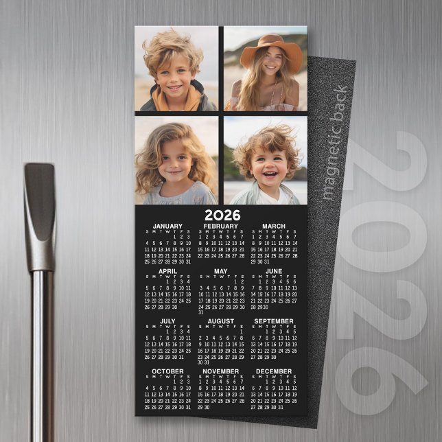 Calendar with Photo Collage Fridge Magnet (2026 Calendar of a Magnet)