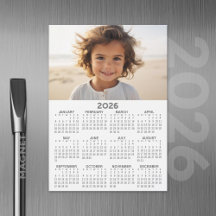 Calendar with Photo - Full Year Magnetic Card