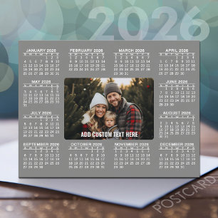 Calendar with Photo in the Center - Gray White Postcard