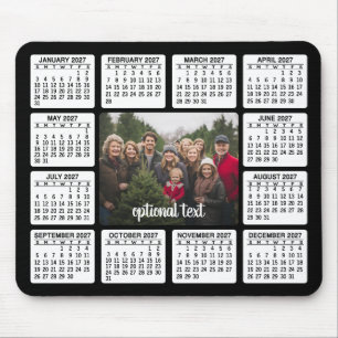 Calendar with Photo in the Centre Black White Mouse Mat