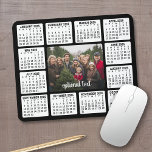 Calendar with Photo in the Centre Black White Mouse Mat<br><div class="desc">A photo collage with a calendar and room to add text. A great way to display your favourite photo throughout the year. A fun item for the New Year to use at the office or at home. To change colours on the background and calendar, click on the advanced design area...</div>