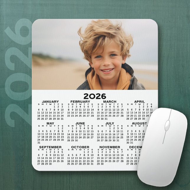 Calendar with Photo - Year View Vertical Mouse Mat (2026 Calendar Mousepad)