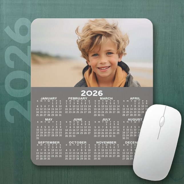 Calendar with Photo - Year View Vertical Mouse Mat (2026 Calendar Mousepad)