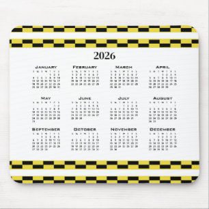 Calendar yellow and black blocks mouse mat