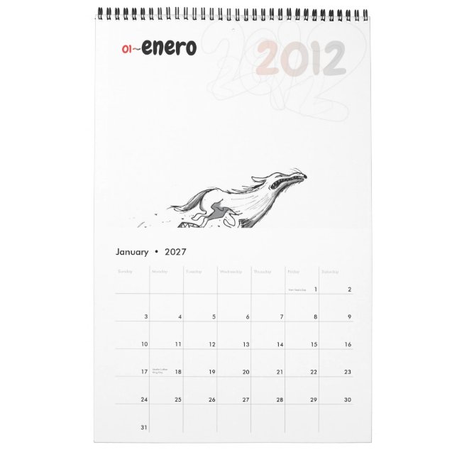 Calendario 2012 YonoFui Calendar (Jan 2027)