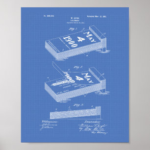 Calender 1901 Patent Art Blueprint Poster