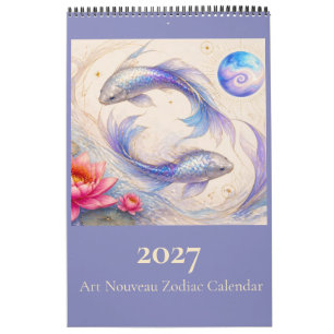 Calendrier Mural du Zodiaque Art Nouveau 2027 Calendar