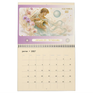 Calendrier Mural du Zodiaque Art Nouveau 2027 Calendar