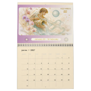Calendrier Mural du Zodiaque Art Nouveau 2027 Calendar