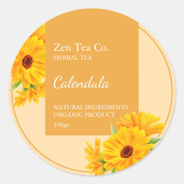 Calendula Herbal Tea Business Label (Front)