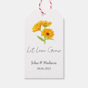 Calendula Let love grow wedding seed Gift Tags