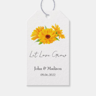 Calendula Let love grow wedding seed Gift Tags