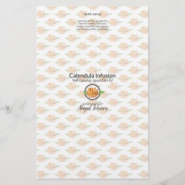 Calendula Soap Packaging Wrapper | Linen Paper (Front)