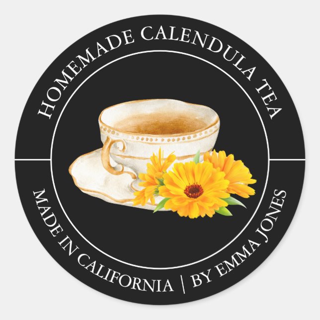Calendula Tea Modern label (Front)