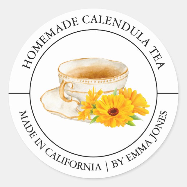 Calendula Tea Modern label (Front)