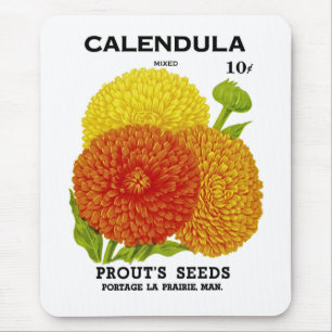 Calendula Vintage Seed Packet Mouse Mat