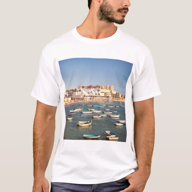 Caleta Beach In Cadiz, Andalusia, Spain T-Shirt (Front)