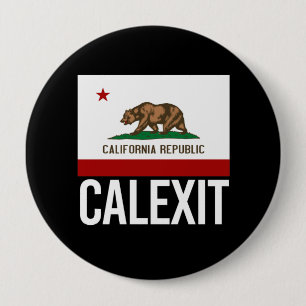 Calexit - California Exit Flag white - - 10 Cm Round Badge