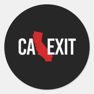 Calexit - California Exit - red white - -  Classic Round Sticker