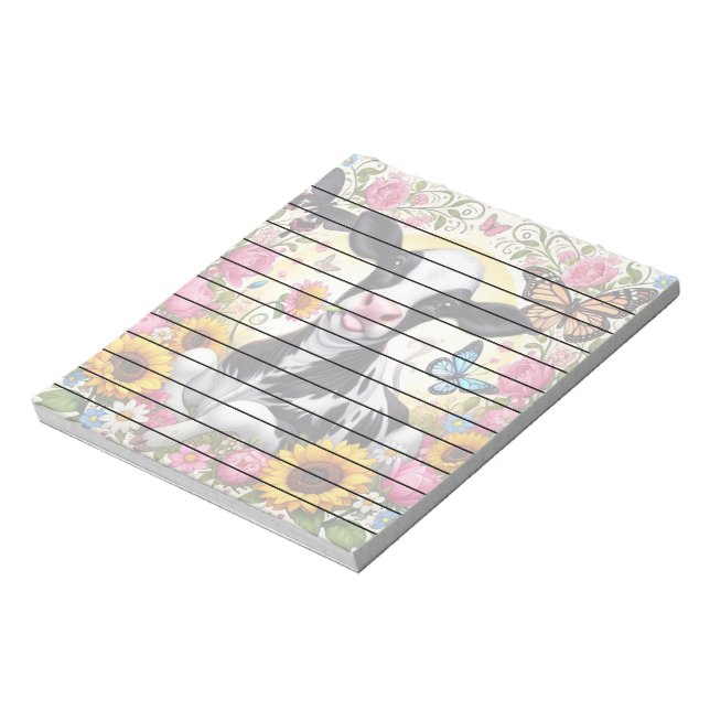 Calf in a Vibrant Floral and Butterfly Wonderland Notepad (Rotated)