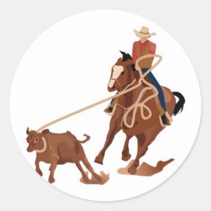 Calf Roping Classic Round Sticker