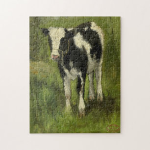 Calf, Spotted Black and White   Geo Poggenbeek Jigsaw Puzzle