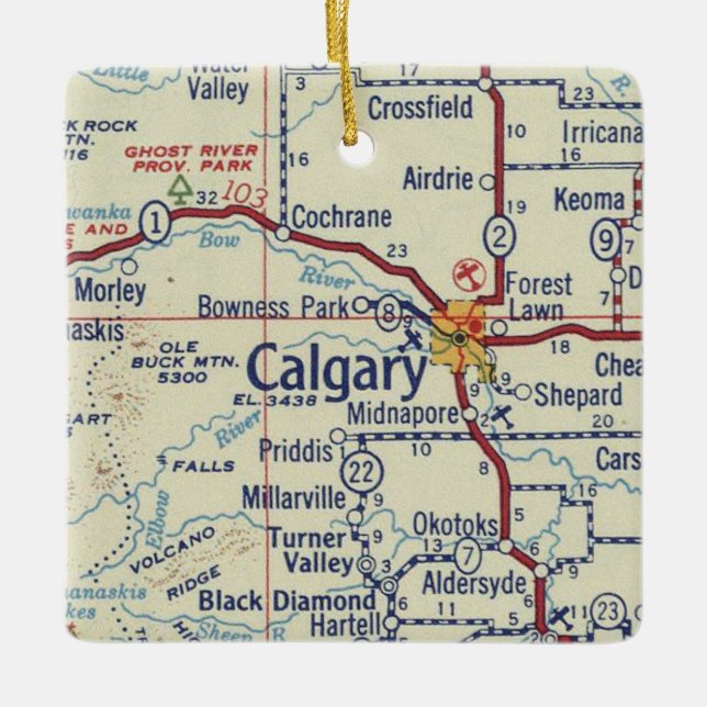 Calgary AB Vintage Map Ceramic Ornament (Front)