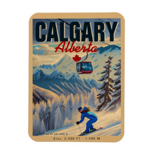 Calgary Alberta Canada Skiing Souvenirs 1950s Magnet