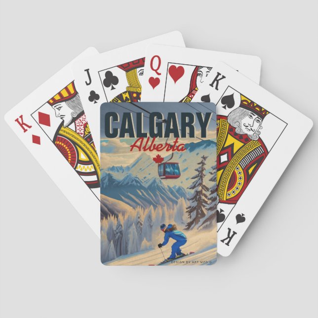 Calgary Alberta Canada Skiing Souvenirs 1950s Playing Cards (Back)