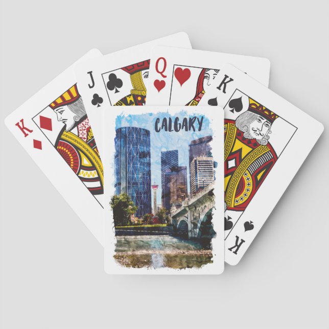 Calgary Alberta Cityscape Skyline Playing Cards (Back)