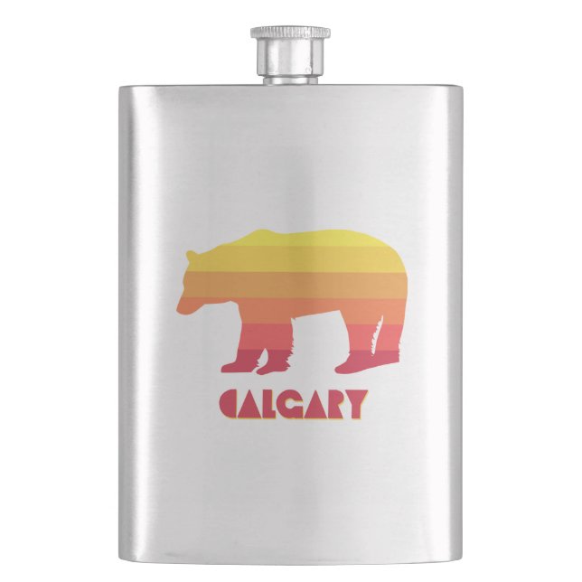 Calgary Alberta Rainbow Bear Hip Flask (Front)