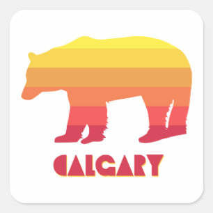 Calgary Alberta Rainbow Bear Square Sticker