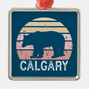 Calgary Alberta Retro Bear Metal Tree Decoration